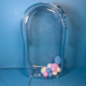 ⭐️ Protective Case for Plush Pendants with Pom Poms - Clear with Blue Outline